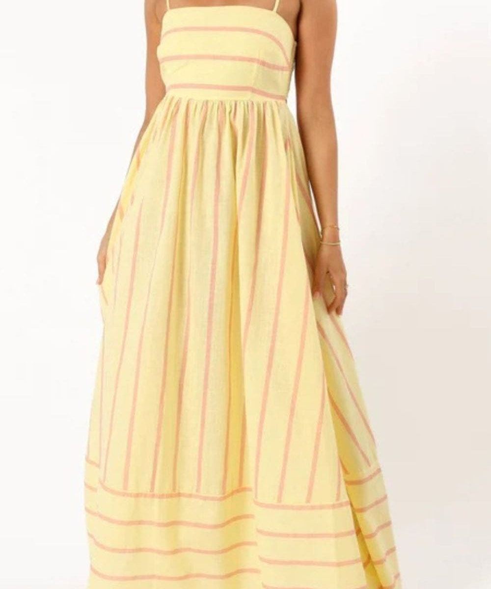 Striped Strappy Summer Beach Maxi Dress