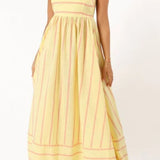 Striped Strappy Summer Beach Maxi Dress