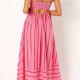 Striped Strappy Summer Beach Maxi Dress