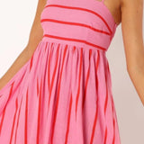 Striped Strappy Summer Beach Maxi Dress