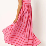 Striped Strappy Summer Beach Maxi Dress