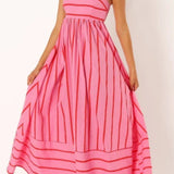 Striped Strappy Summer Beach Maxi Dress