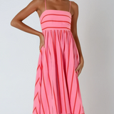 Striped Strappy Summer Beach Maxi Dress