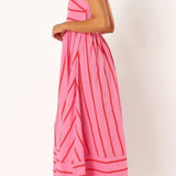 Striped Strappy Summer Beach Maxi Dress