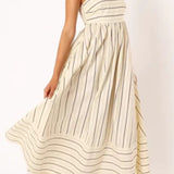 Striped Strappy Summer Beach Maxi Dress