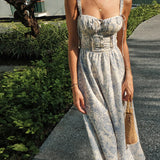 Summer Floral Cocktail Midi Dress