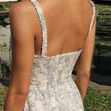 Summer Floral Cocktail Midi Dress