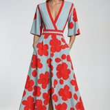 Floral V-Neck Summer Evening Maxi Dress