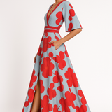 Floral V-Neck Summer Evening Maxi Dress