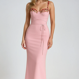 Flower Embroided Summer Night Maxi Dress