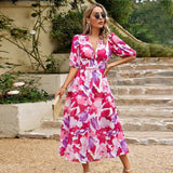 Flowing Summer midi dress with floral print