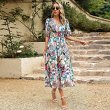 Flowing Summer midi dress with floral print