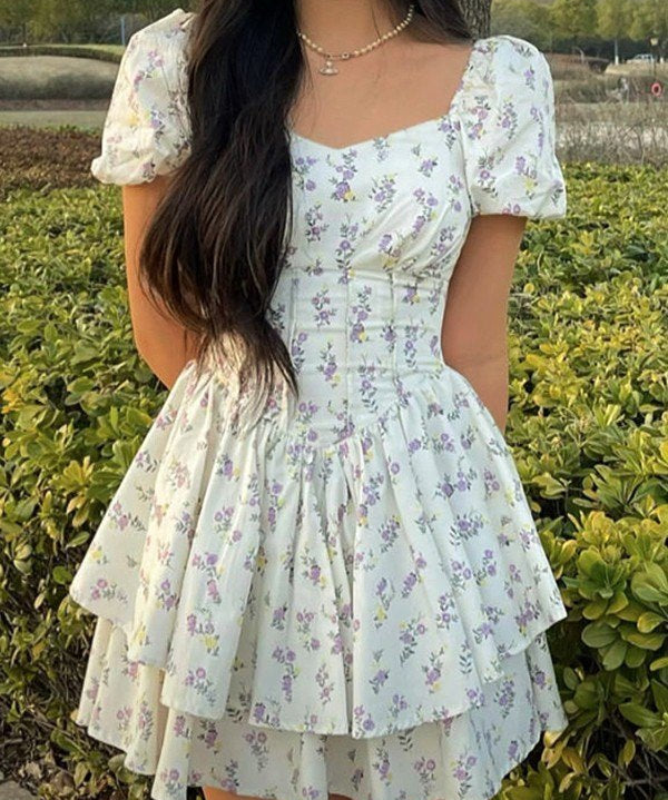 Summer Floral Corset Mini Dress