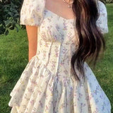 Summer Floral Corset Mini Dress