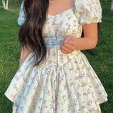 Summer Floral Corset Mini Dress
