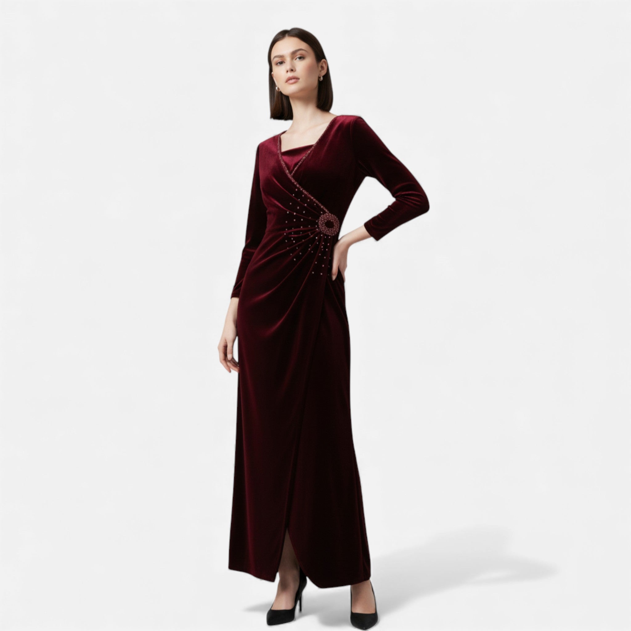 Legacy Sydney | Women’s Velvet Draped Wrap Dress