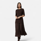 Legacy Sydney | Women’s Vintage Pleated Dress – Half Sleeve Autumn Elegance