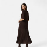 Legacy Sydney | Women’s Vintage Pleated Dress – Half Sleeve Autumn Elegance