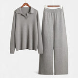 Legacy Sydney | Women’s Cashmere-Feel Polo Lounge Set with Elegant Knit Detail
