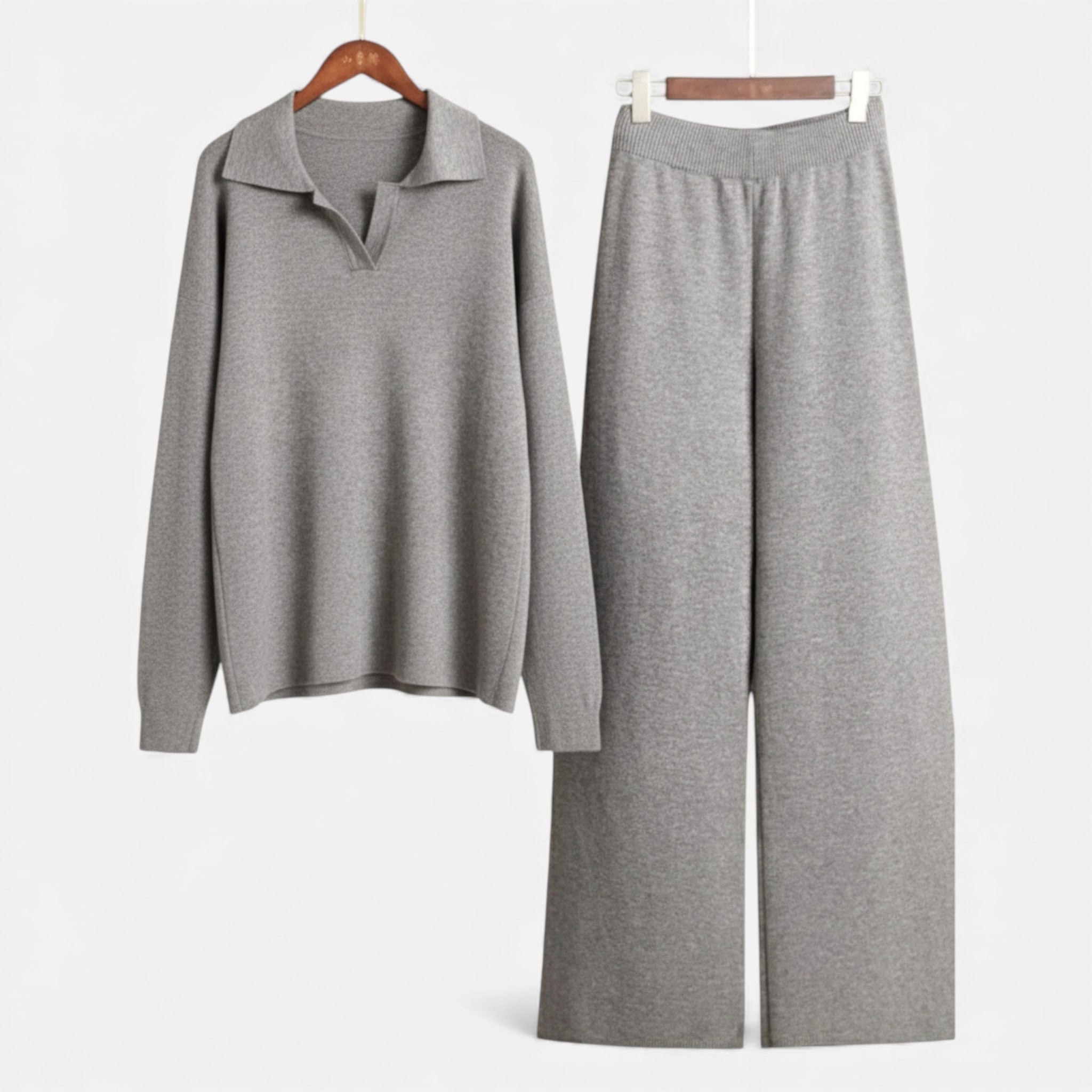 Legacy Sydney | Women’s Cashmere-Feel Polo Lounge Set with Elegant Knit Detail