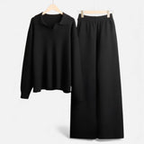 Legacy Sydney | Women’s Cashmere-Feel Polo Lounge Set with Elegant Knit Detail