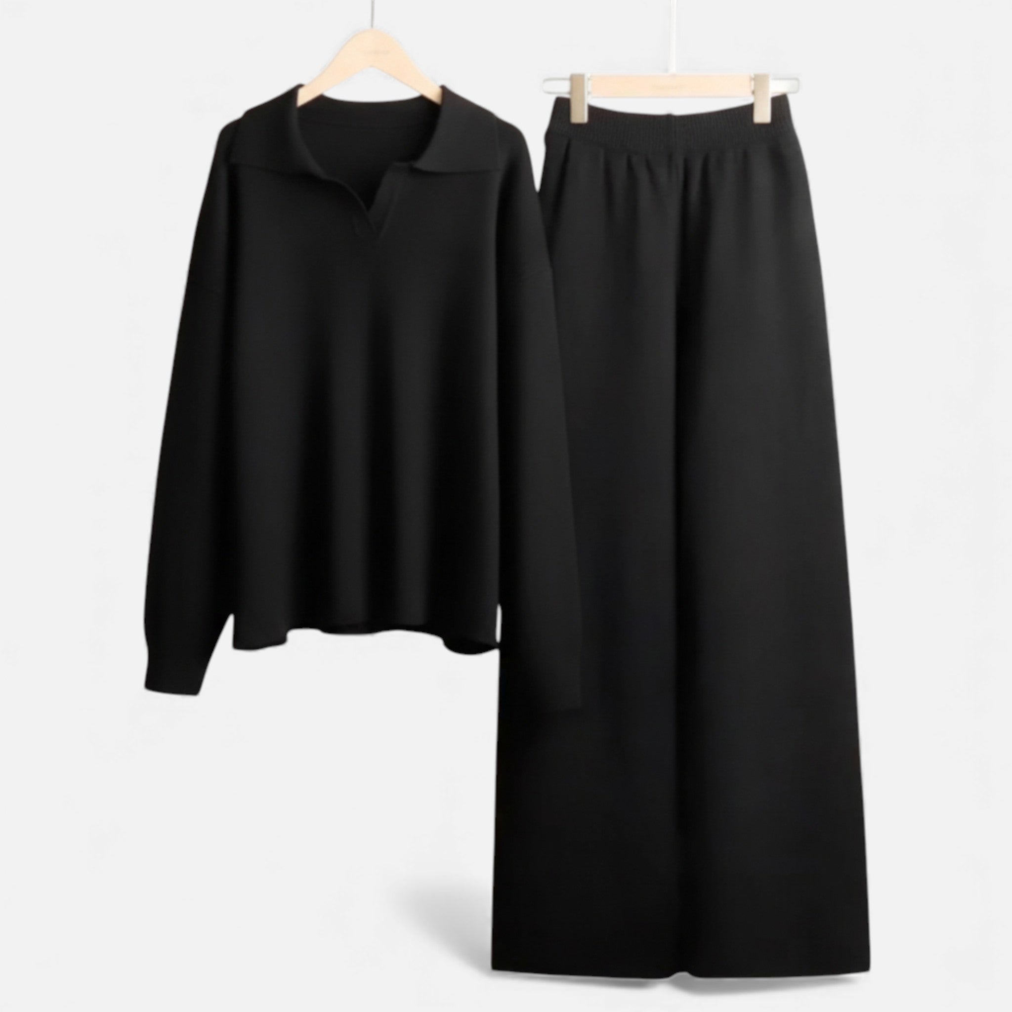 Legacy Sydney | Women’s Cashmere-Feel Polo Lounge Set with Elegant Knit Detail