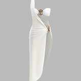 Gold Detail Summer Three-piece Cut-Out dress