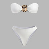 Gold Detail Summer Three-piece Cut-Out dress