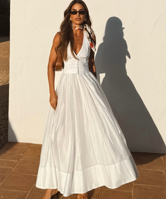 Elegant White Summer Party Dress