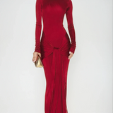 Red High Neck Formal Party Maxi Dress