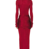 Red High Neck Formal Party Maxi Dress