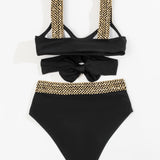 Legacy Sydney | Elegant Golden Cross Straps High-Waisted Bikini