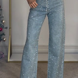 Legacy Sydney | High Waist Diamanté Straight Jeans
