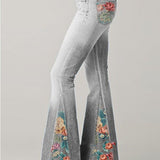Legacy Sydney | Women's Bootcut Denim Jeans with Flower Embroidered