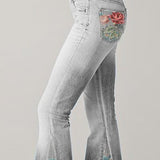 Legacy Sydney | Women's Bootcut Denim Jeans with Flower Embroidered