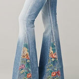 Legacy Sydney | Women's Bootcut Denim Jeans with Flower Embroidered