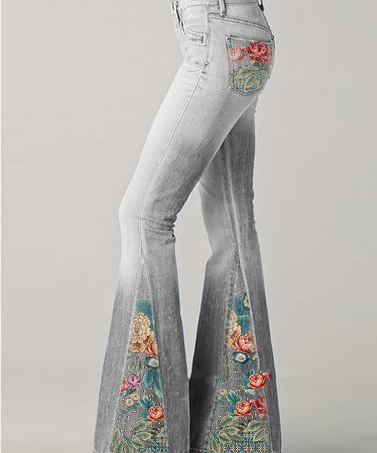 Legacy Sydney | Women's Bootcut Denim Jeans with Flower Embroidered