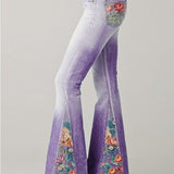 Legacy Sydney | Women's Bootcut Denim Jeans with Flower Embroidered
