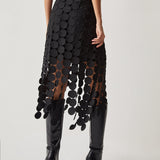 Legacy Sydney |Laser Cut Circle Midi Skirt in Black