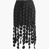 Legacy Sydney |Laser Cut Circle Midi Skirt in Black