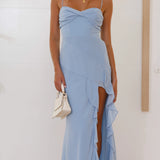 Lyra Elegant Ruffle Trim Wedding Guest Maxi Dress