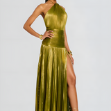 Legacy Sydney | Metallic Pleated Halter Maxi Dress