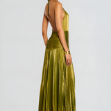 Legacy Sydney | Metallic Pleated Halter Maxi Dress