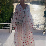 Summer Oversized Hearts Embroidered Shirt Dress