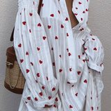 Summer Oversized Hearts Embroidered Shirt Dress