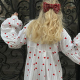 Summer Oversized Hearts Embroidered Shirt Dress