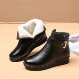 Women's Comfort Leather Wool Winter Boots