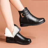 Women's Comfort Leather Wool Winter Boots