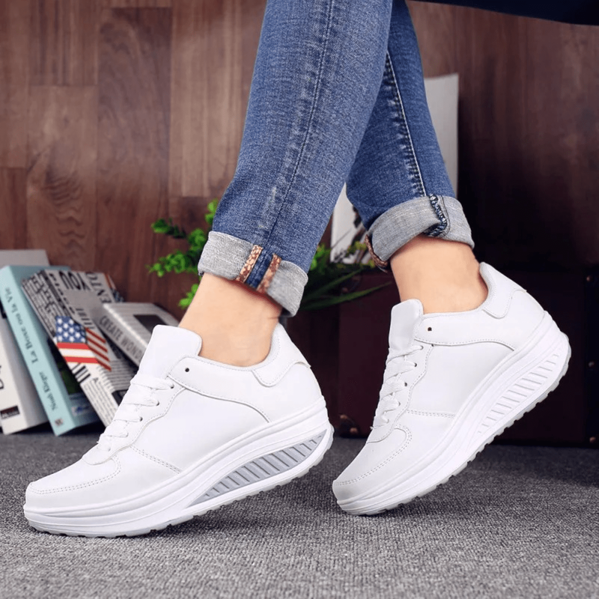 Women's Black Leather Sneakers