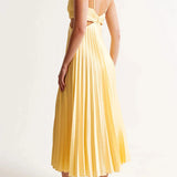 Yellow Pleated Summer Party Maxi Dress
